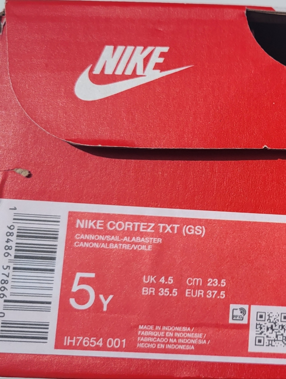 Womens 6.5/Youth 5.5 Nike Cortez TXT (GS) sneakers in Cannon/Sail-Alabaster NIB - Picture 3 of 7